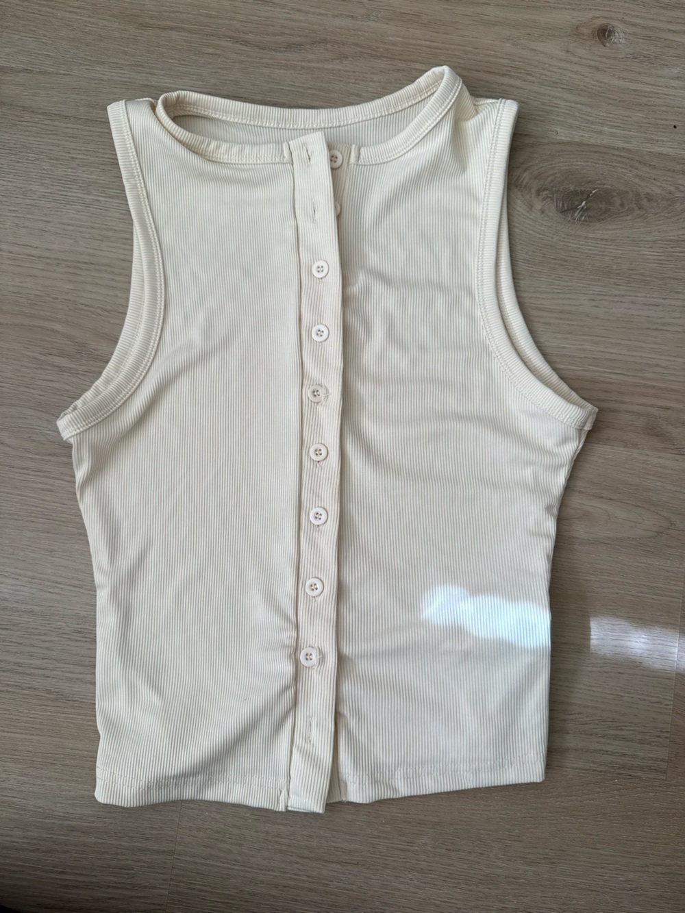 Ribbed Button-Front Tank Top - Cream